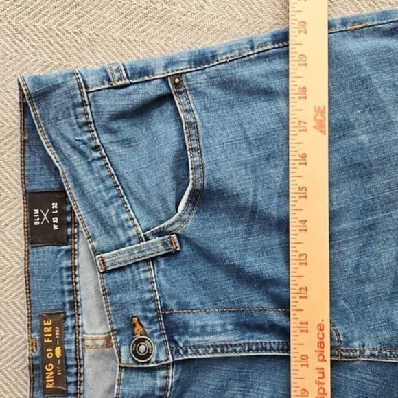 Ring of Fire Jeans Men's Size W33 L32 Straight Leg Slim Fit Med Wash Stretch - Picture 16 of 16